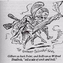 Cartoon of Gilbert and Sullivan as Yeomen characters.