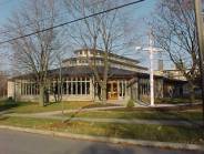 Picture of Jubilee United Church on a sunny day from outside.